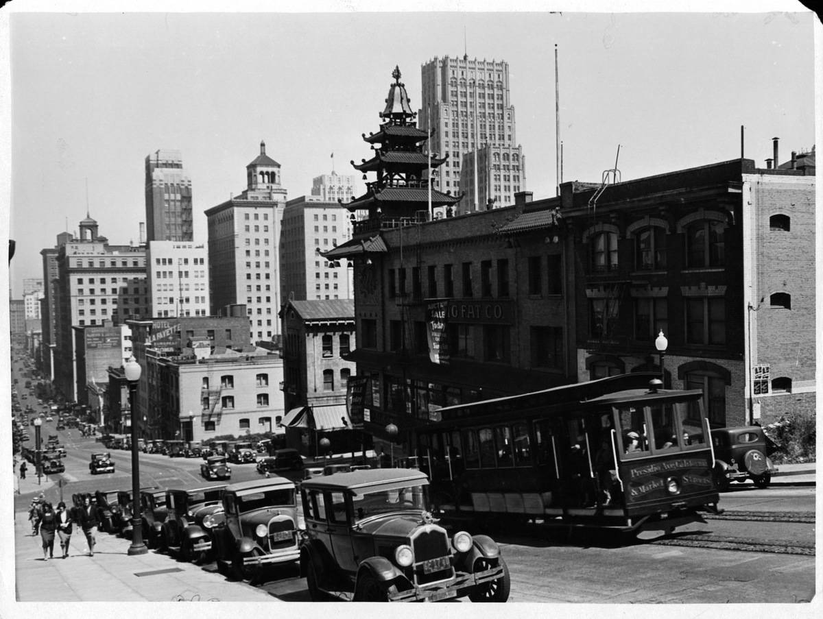 Cable Car On California Street In San Francisco, California