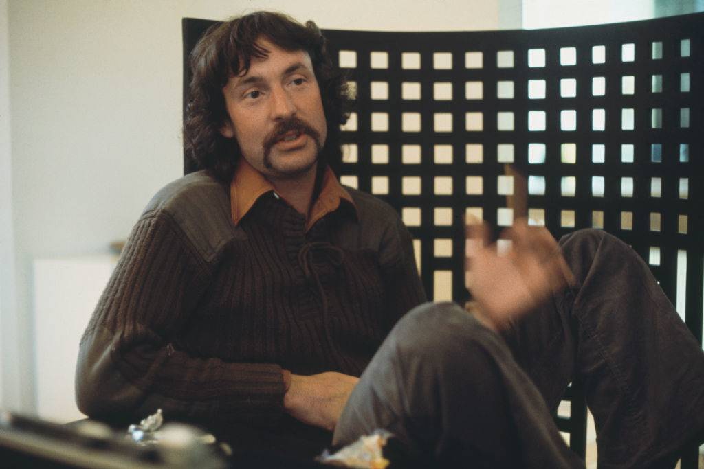 English drummer Nick Mason of rock group Pink Floyd being interviewed