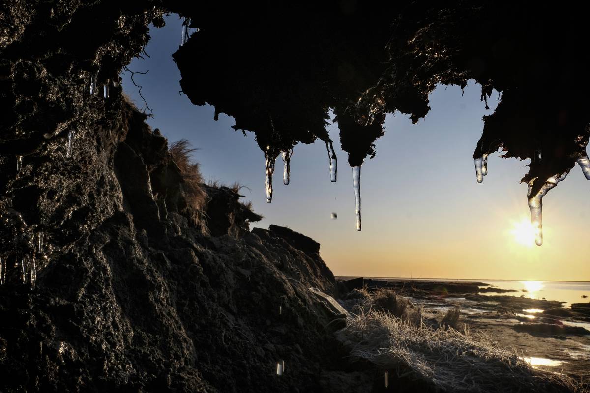 Permafrost melts in a cave in Alaska.