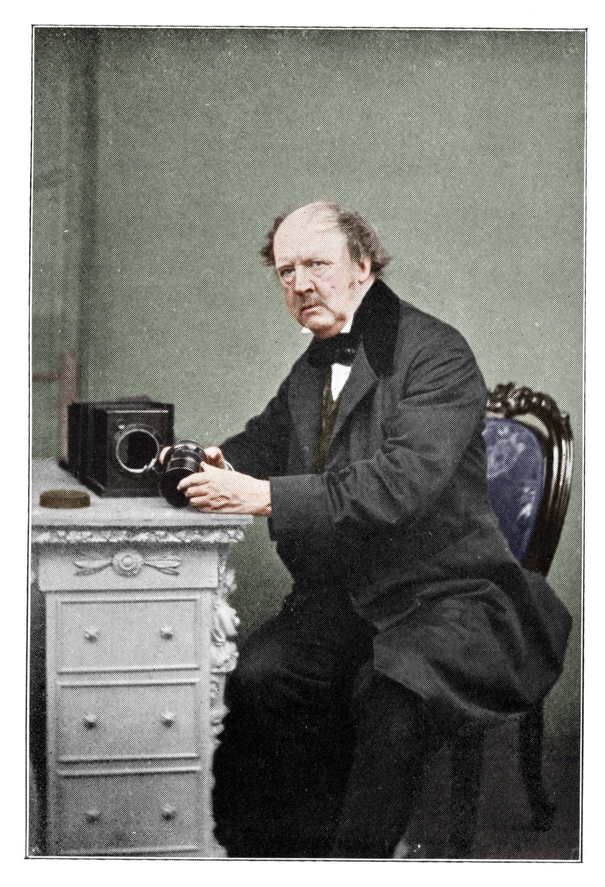 Fox Talbot, British photography pioneer, is pictured with a daguerrotype.