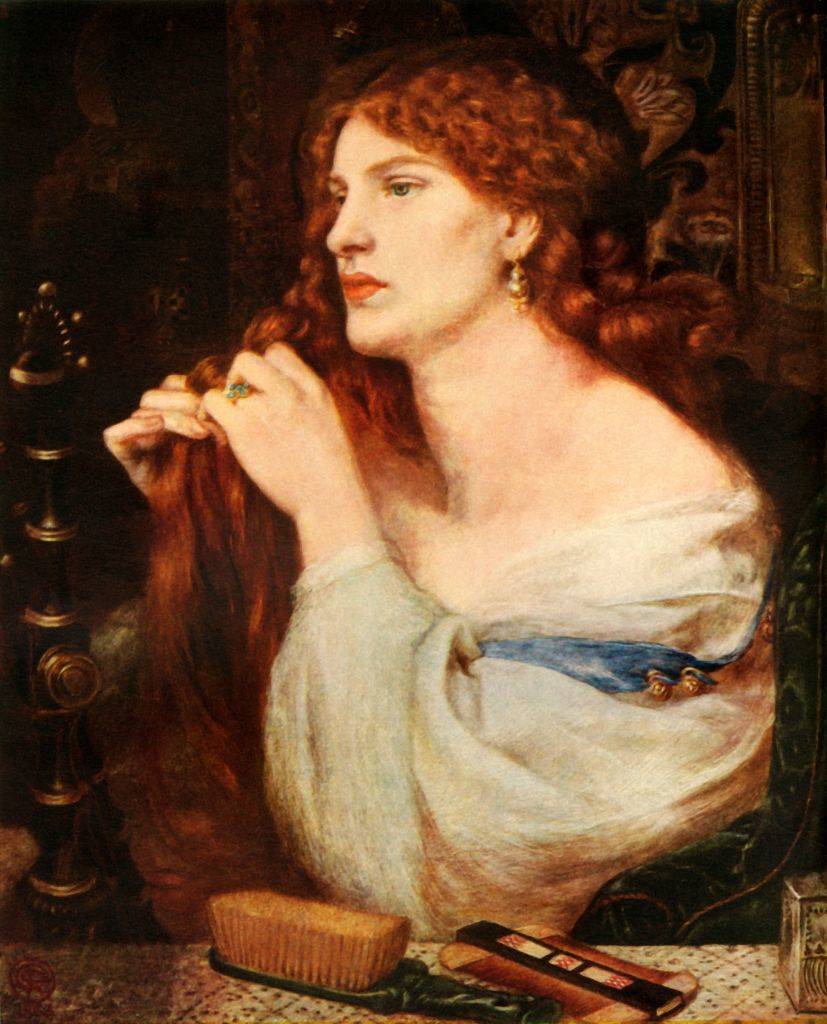 victorian painting of woman with long hair