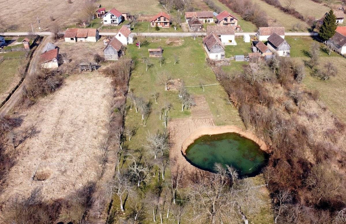 The largest of the sinkholes that appeared in Croatia, measuring 98 feet wide.