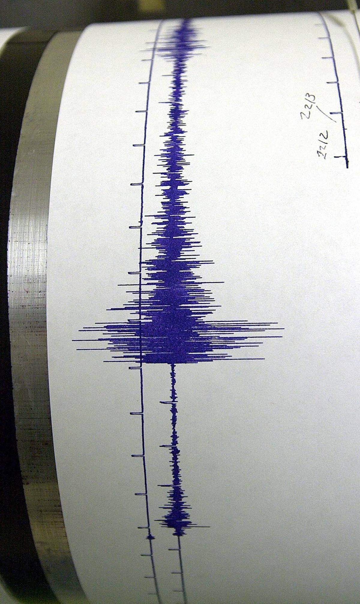 A seismograph captures an earthquake measurements following an earthquake in Olympia, Washington in 2011.