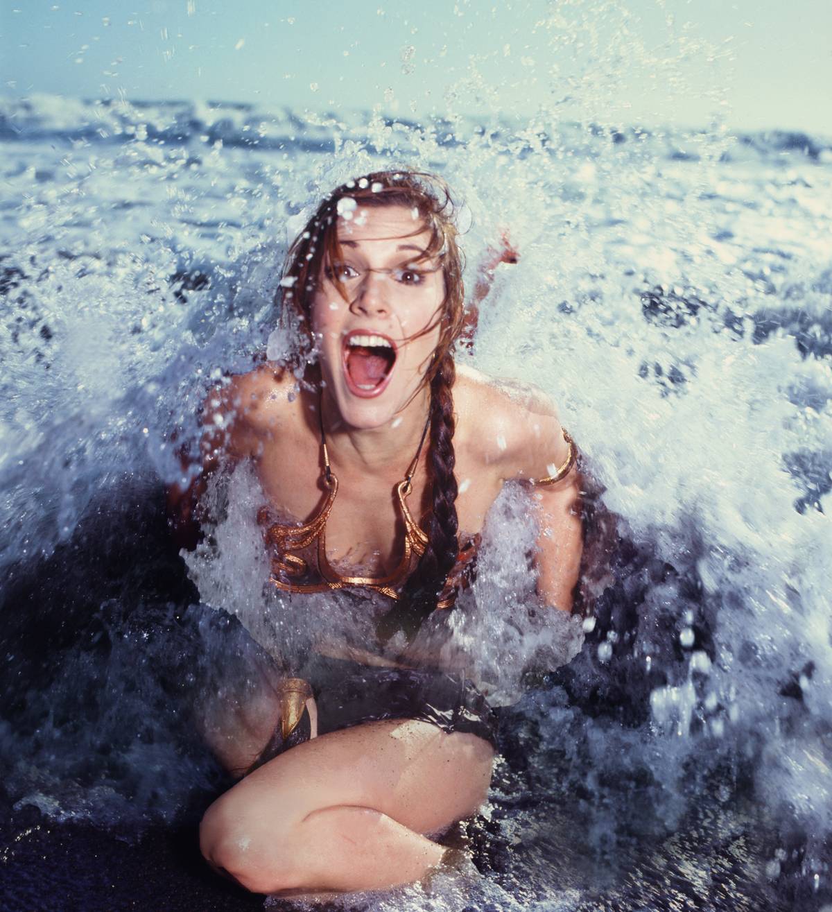 Carrie Fisher on the beach Golden Gate National Recreation Area, California, USA