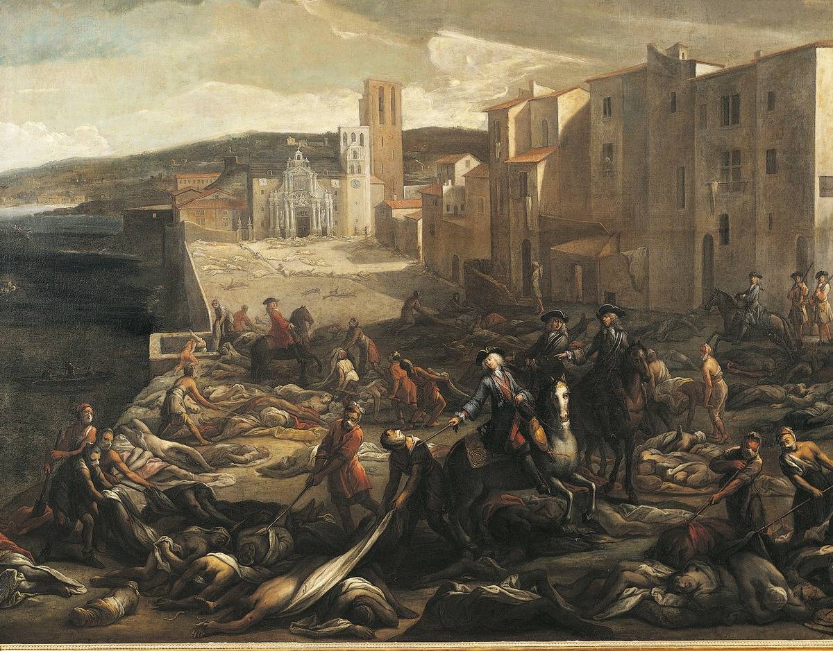 A painting depicting the bubonic plague in MarMichel Serre (1658-1733) - The plague in Marseilles in 1721.