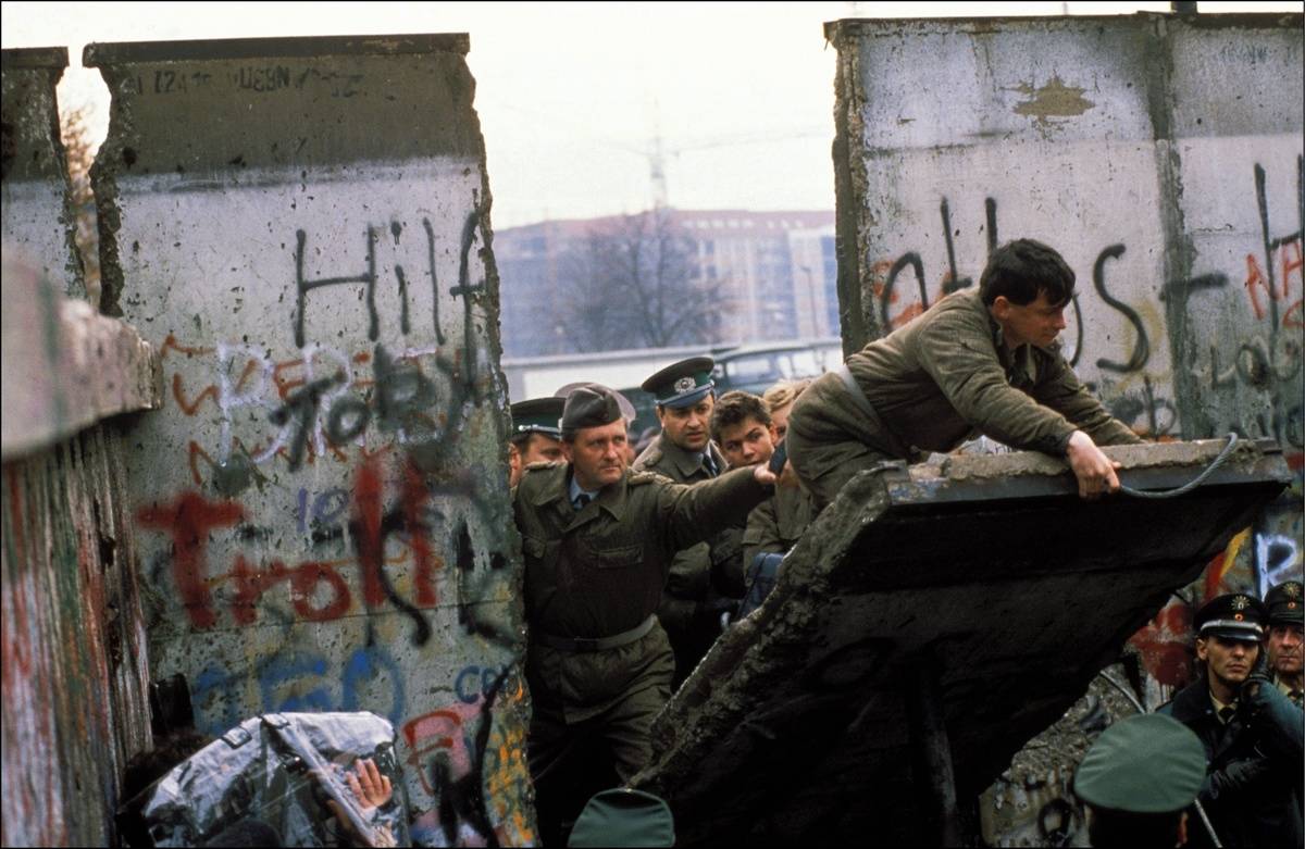 The fall of the Berlin wall in late 1989.