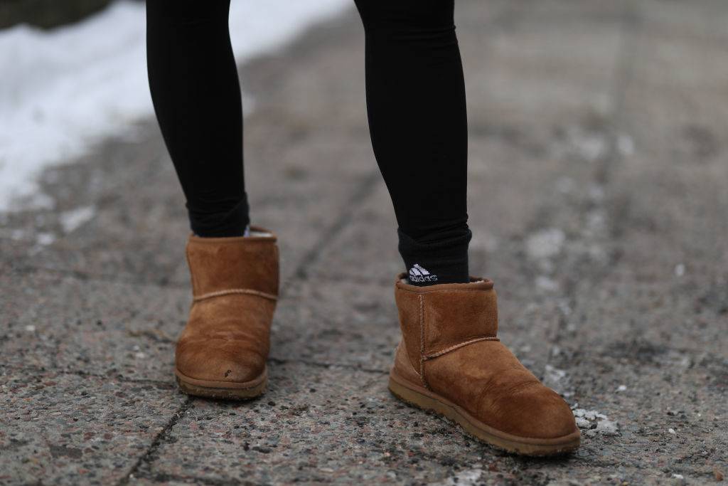 close up of brown ugg boots