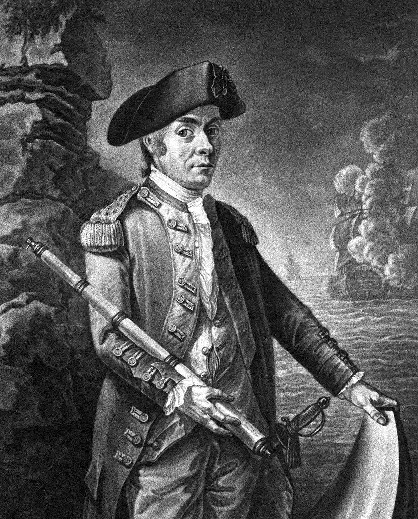 john paul jones black and white illustration