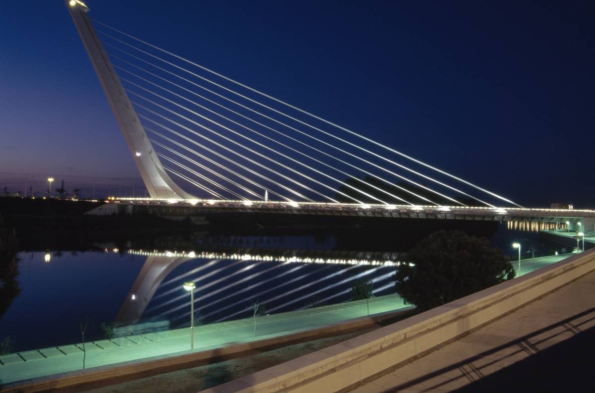 Alamillo bridge, the Guadalquivir river, Seville