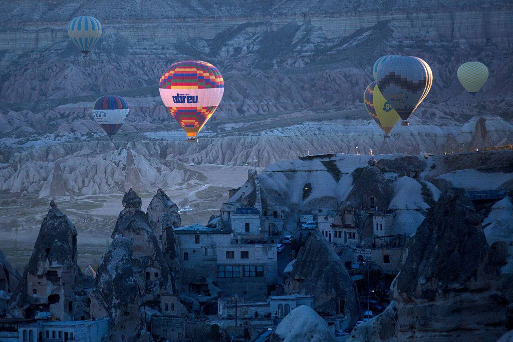 cappadocia Tourists ride hot air balloons