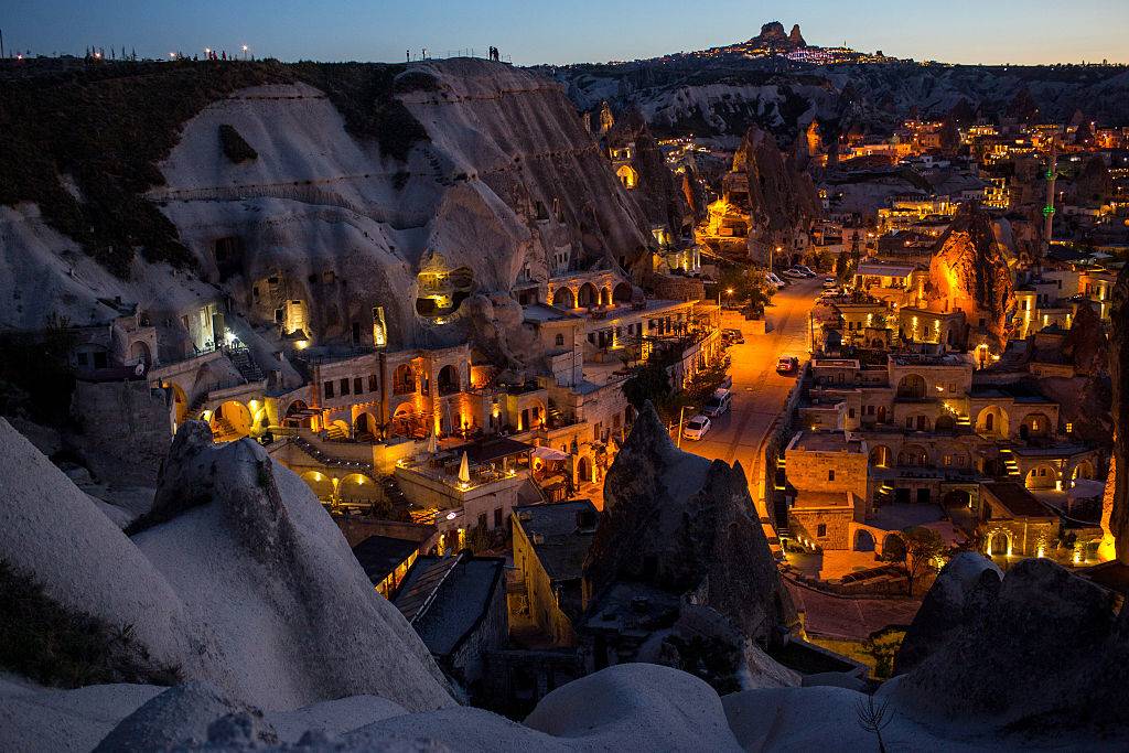 Cappadocia, Turkey at night lit up