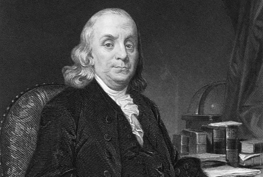 Picture of Benjamin Franklin portrait seated in study