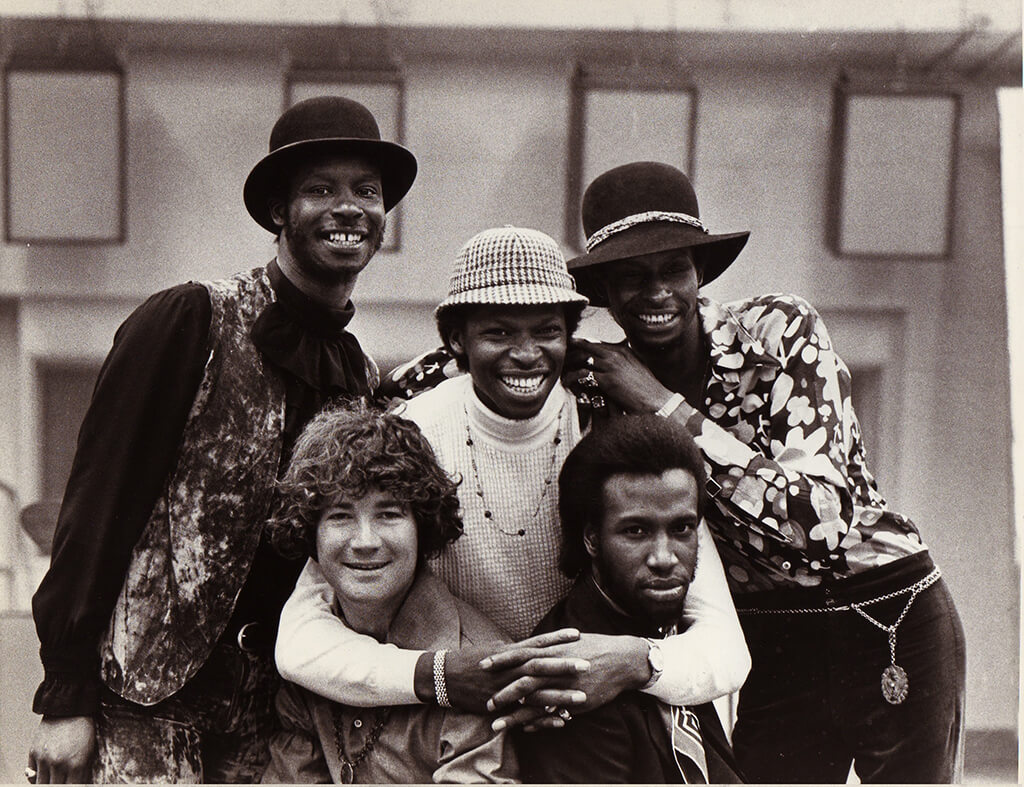 Chambers Brothers laugh in group portrait