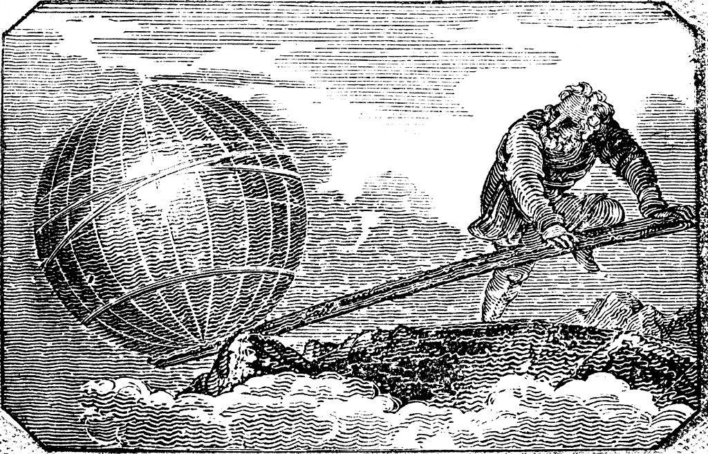 Illustrated picture of man with the Earth