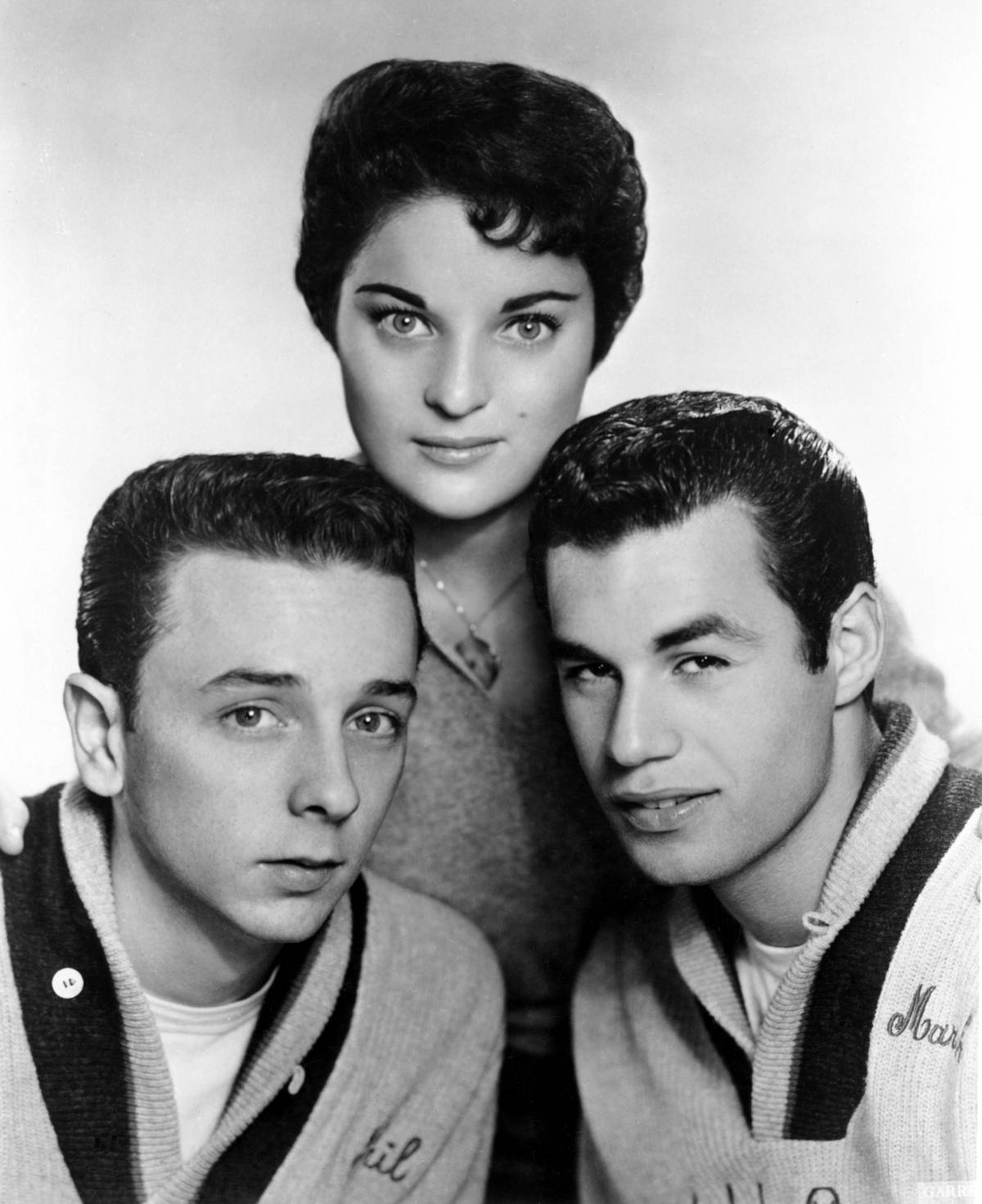 Photo of Phil Spector, The Teddy Bears, Los Angeles CA 1959. Left to right, Phil Spector, Carol Connors, Marshall Leib.