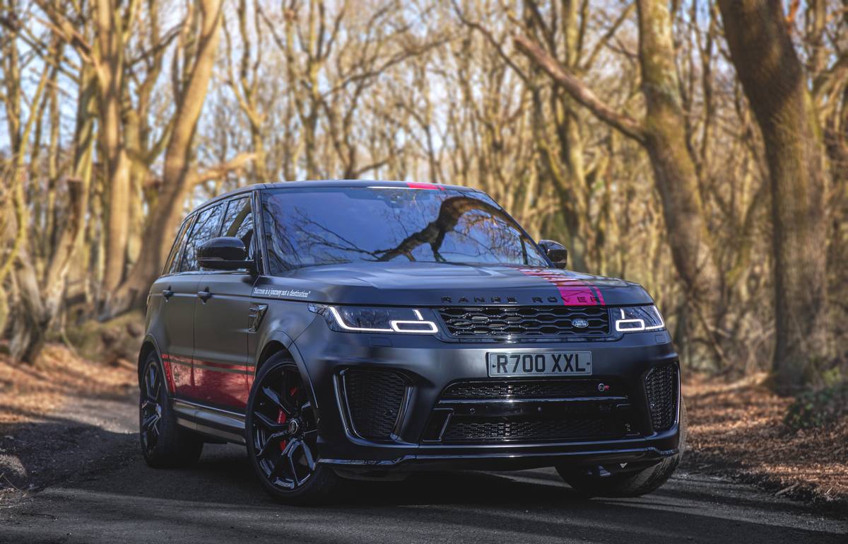 The Range Rover SVR parked in forest