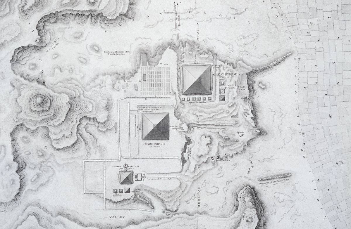 Print of Topographical Plan Showing Great Pyramids of Giza