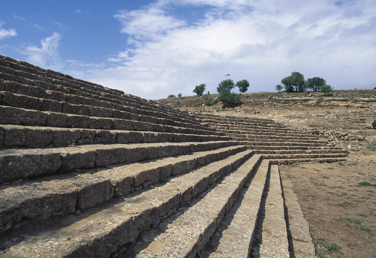 Theater steps, ancient city of Morgantina, Aidone