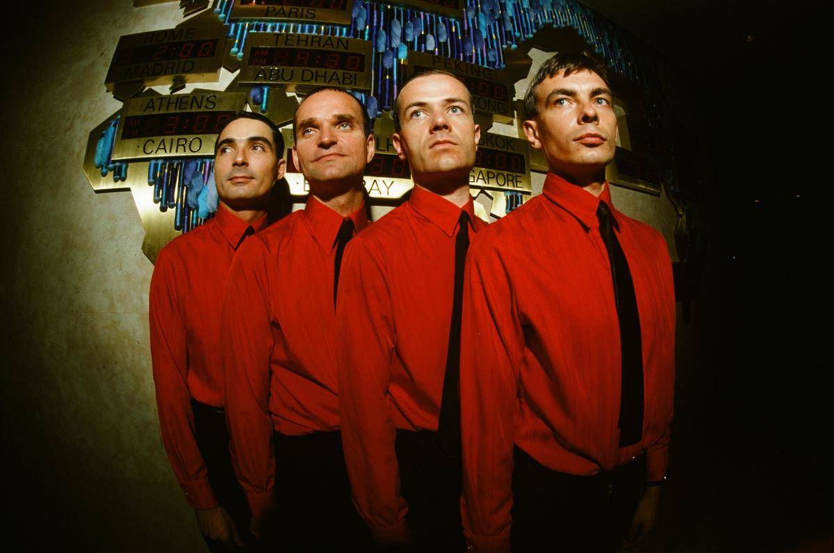 Kraftwerk In Front Of World Time Clock In Keio Plaza Hotel