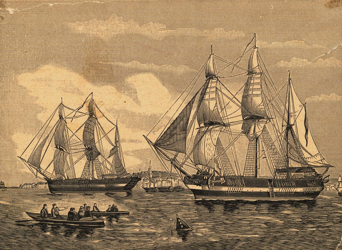 Engraving of HMS Erebus and HMS Terror