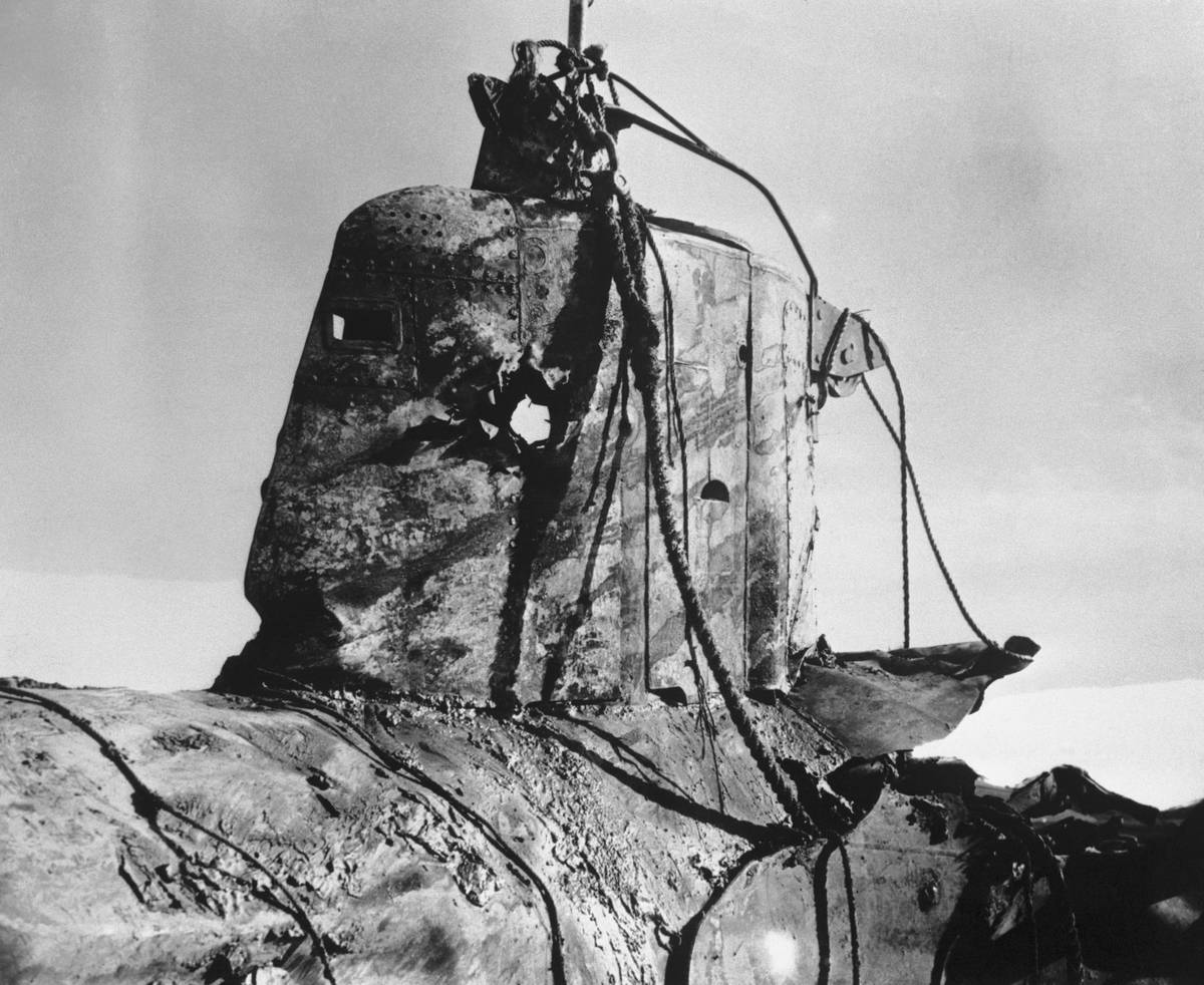 View of Damaged Japanese Submarine