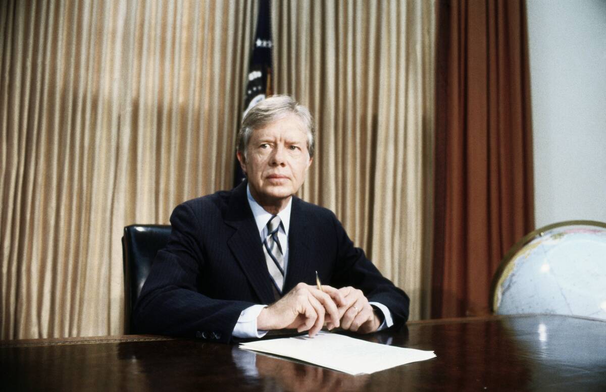 President Jimmy Carter Seated at Desk