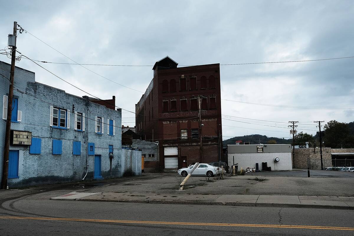 Abandoned buildings stand downtown on October 24, 2016 in East Liverpool, Ohio. East Liverpool, once prosperous from steel mills and a vibrant ceramics industry, has been negatively affected by unemployment and an opiate epidemic.