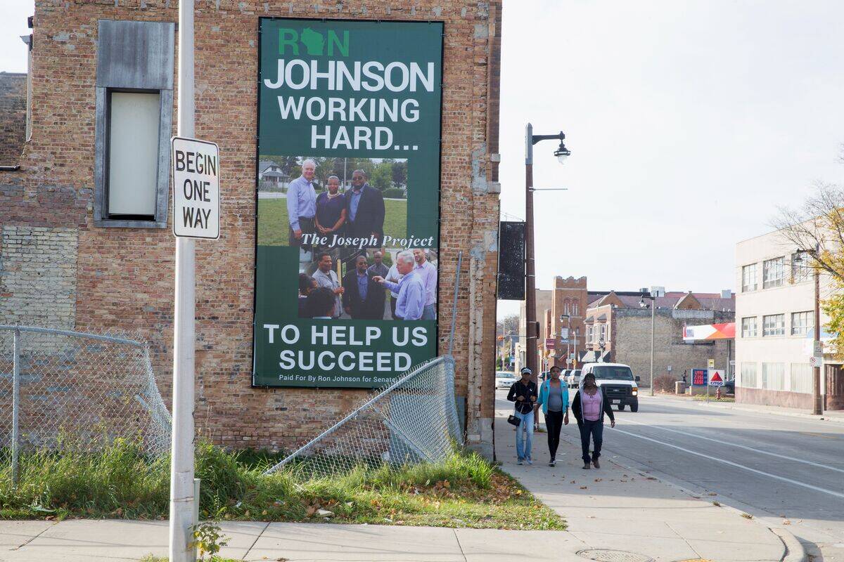 The area near North Avenue and 36th street in Milwaukee is seen on  November 17, 2016, one week after President-elect Donald Trump and Vice 
President Mike Pence won the state of Wisconsin, a state that in the 
past has been a democrat state, which went republican this past election
 in November 2016.