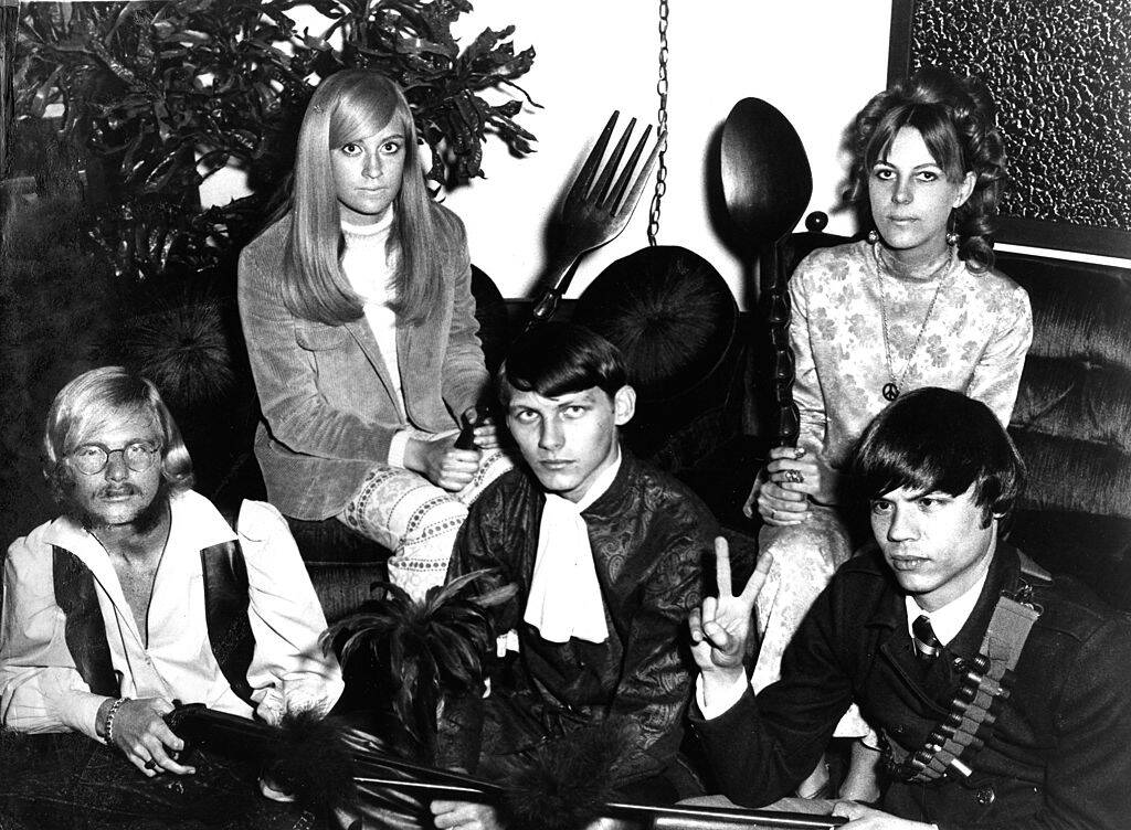 black and white photo of a music group