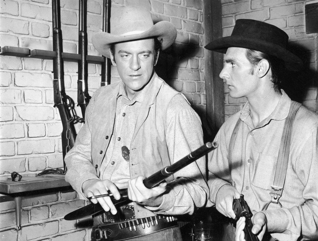 James Arness and Dennis Weaver in Gunsmoke