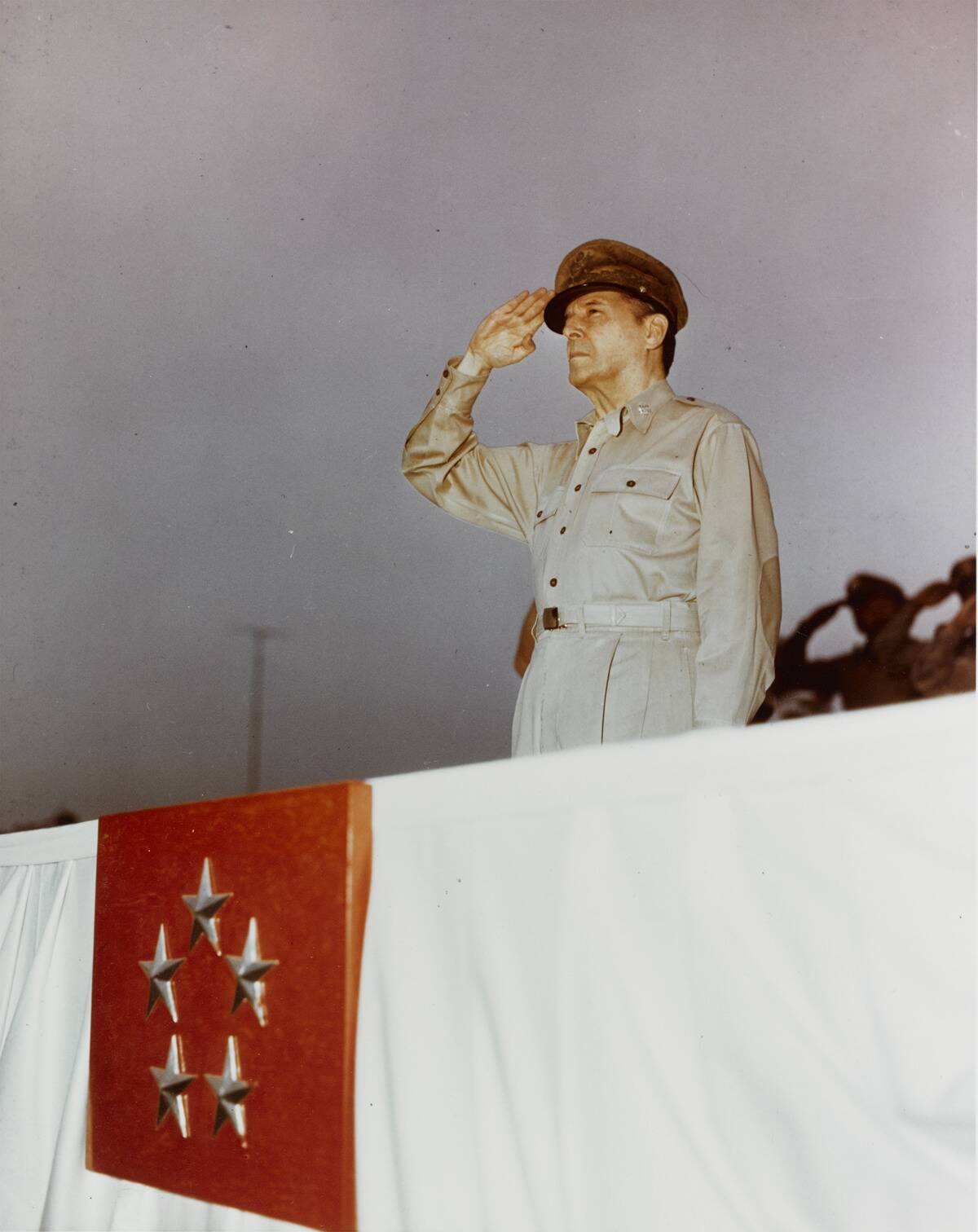 General MacArthur Salutes At Review