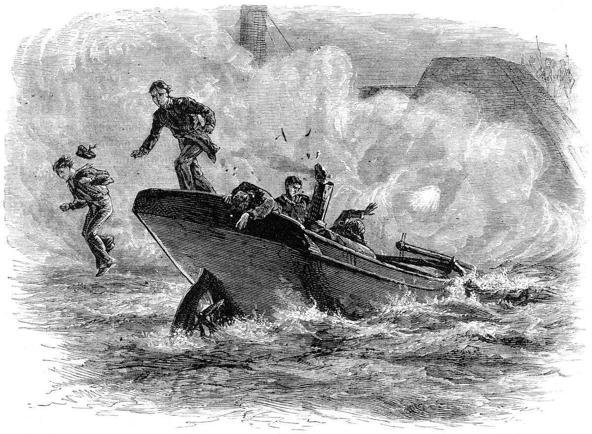 Lieutenant Cushing's attack on the 'Albemarle', c1880.