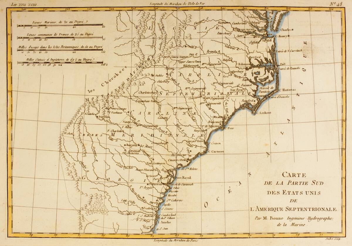 Map Of The Southern United States Of North America Circa 1760