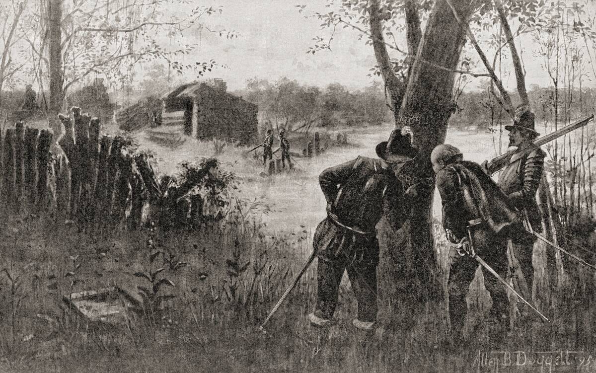 The Lost Colony of Roanoke, Roanoke Island, North Carolina, where 115 people mysteriously disappeared circa 1590