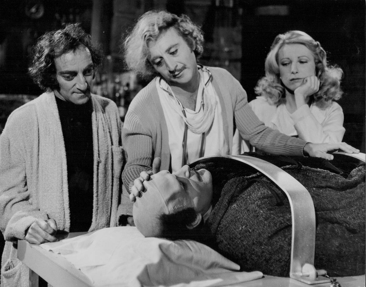 gene wilder touching a monster in young frankenstein