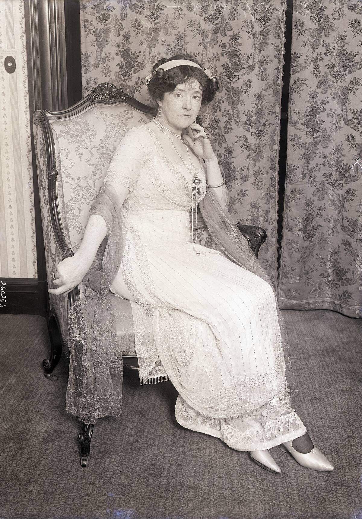 Lady Duff Gordon Shown Seated with Gown