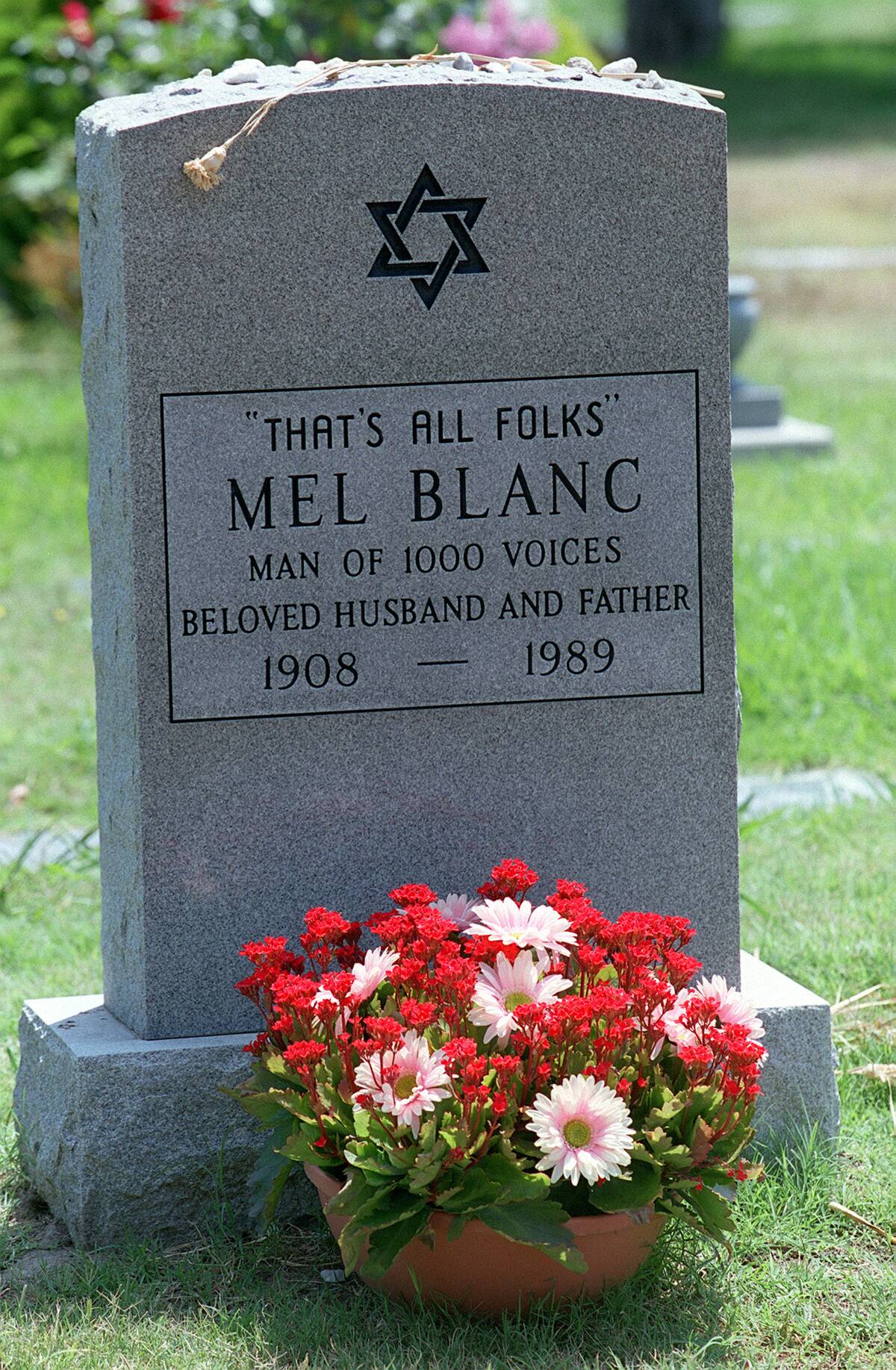 Mel Blanc's grave at Hollywood Forever Cemetery, 6000 Santa Monical Blvd., Hollywood.