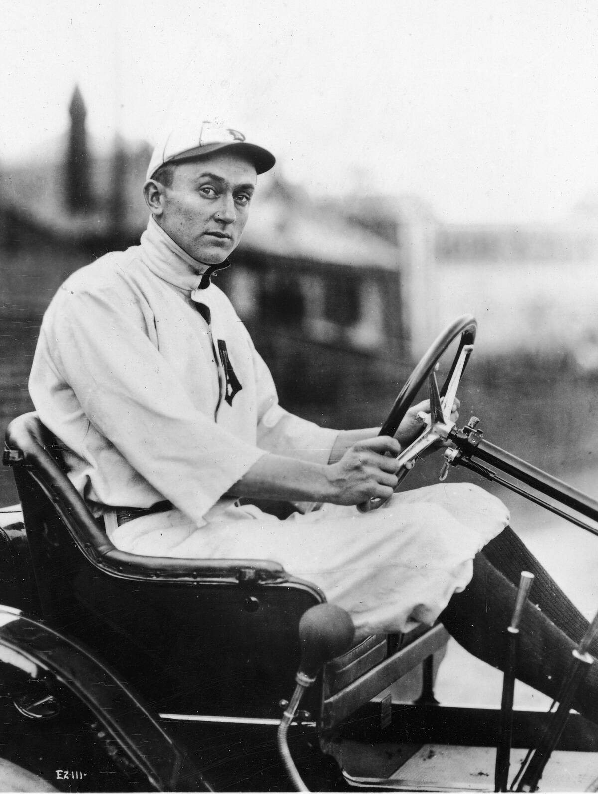 Ty Cobb Driving Car In Uniform