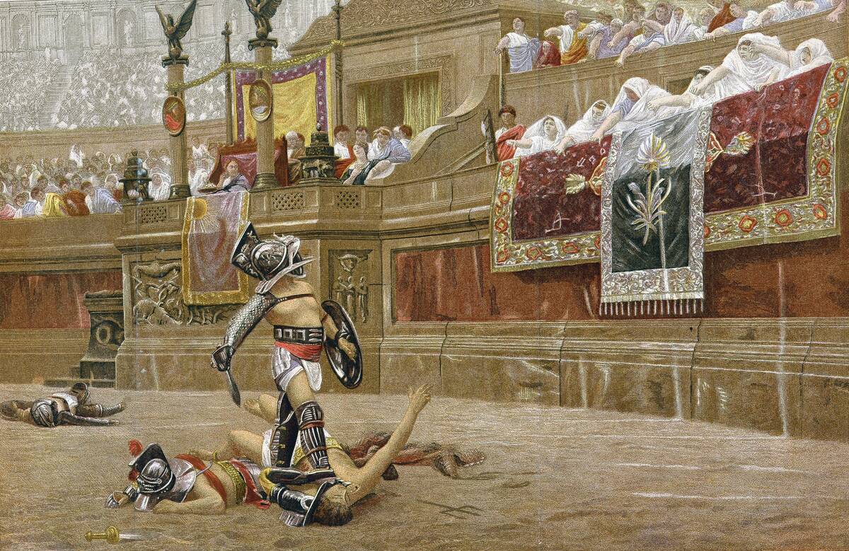 Gladiators in the Roman arena.