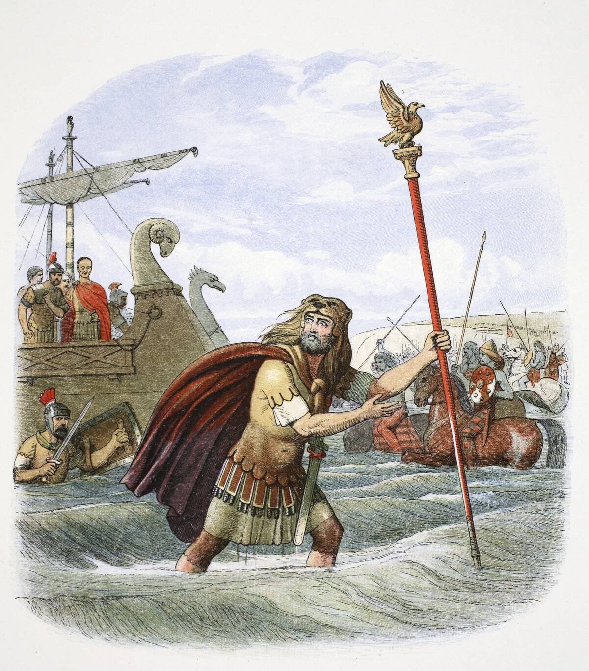 The Roman Standard Bearer Of The 10th Legion Landing In Britain 55BC (1864)