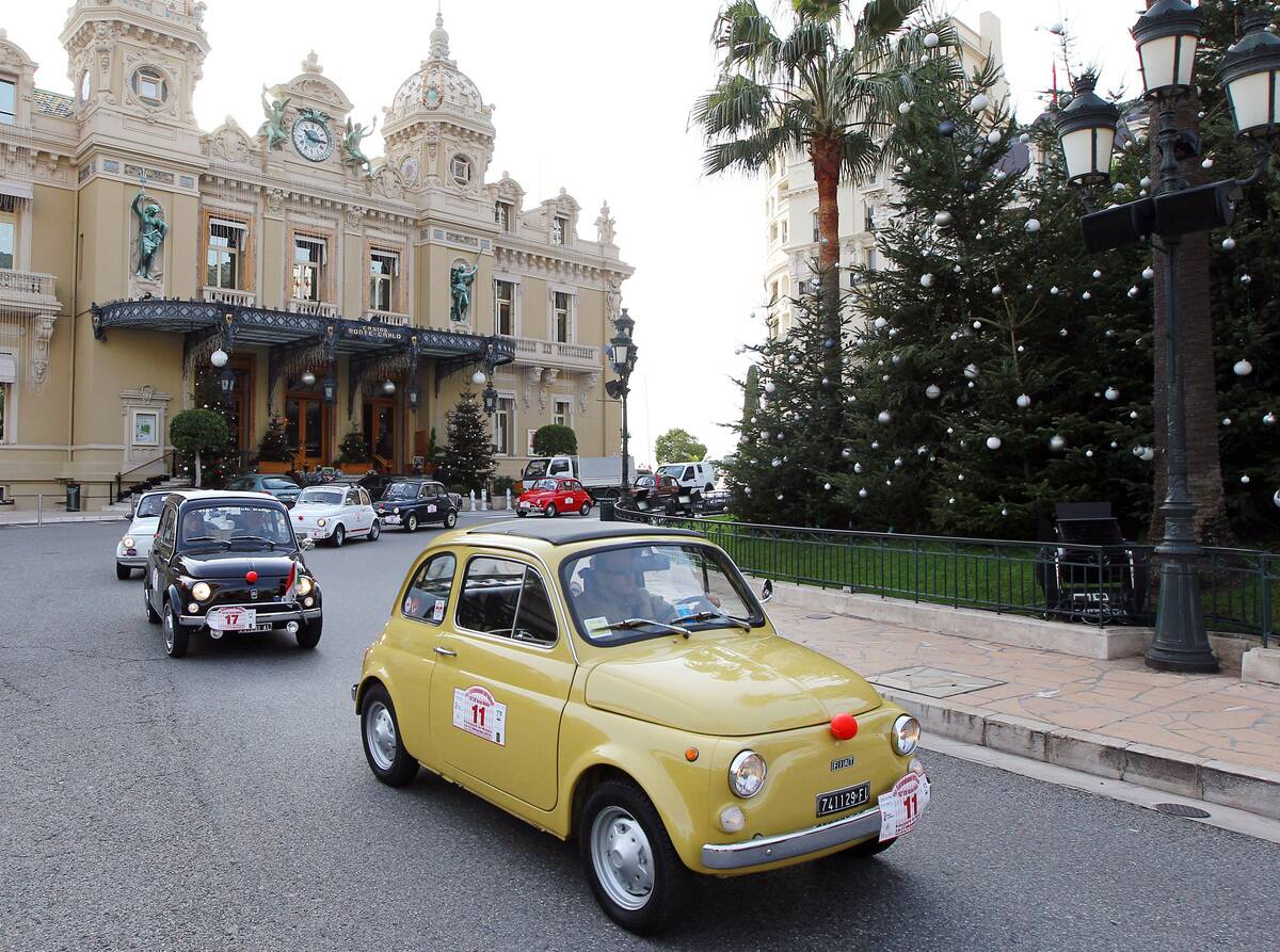 Vintage Fiat 500 parade on December 15,