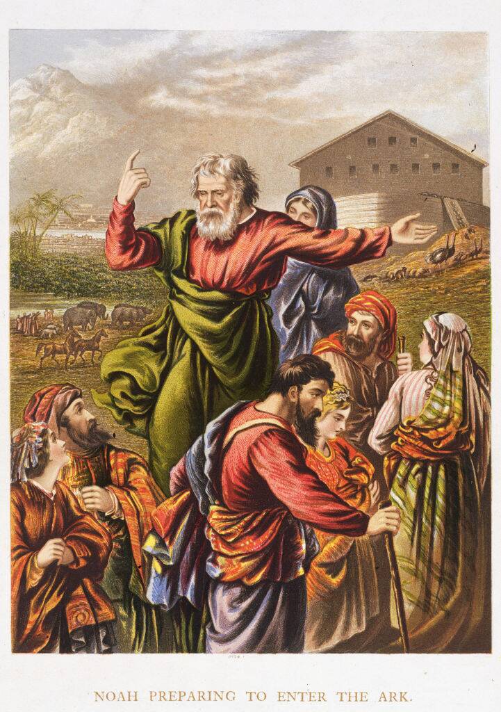 Noah and his family preparing to enter the Ark