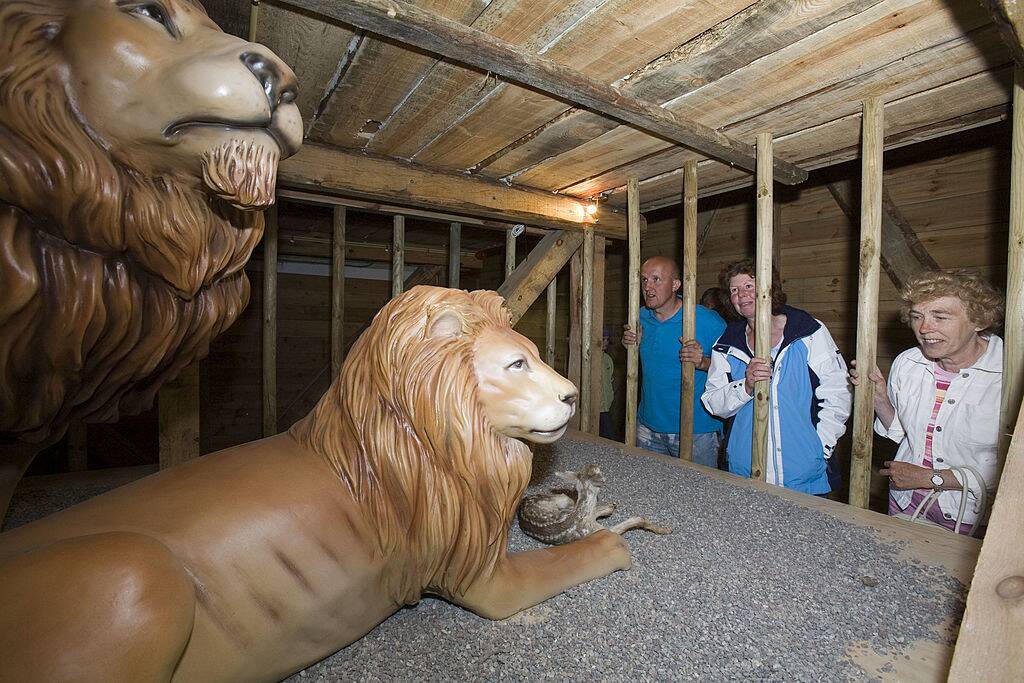 noah's ark replica with lions