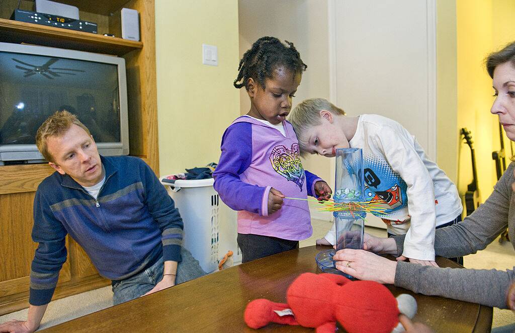 family playing a game