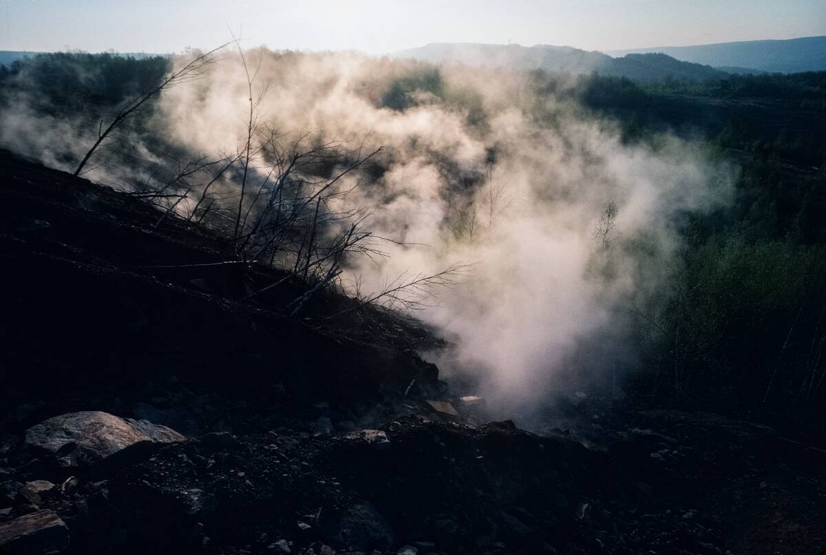 Smoke From Underground Fire in Town
