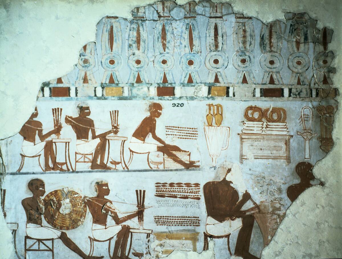 Fragment of painted plaster from the tomb of Sebekhotep, from Thebes, Egypt, 18th Dynasty, c1400 BC.