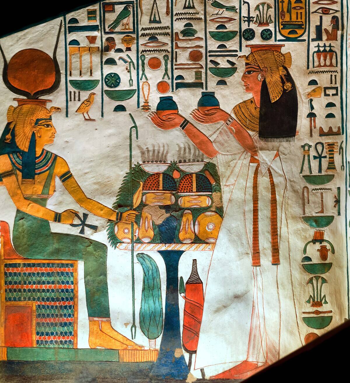 Queen Nefertari Presenting Offerings To The Goddess Hathor