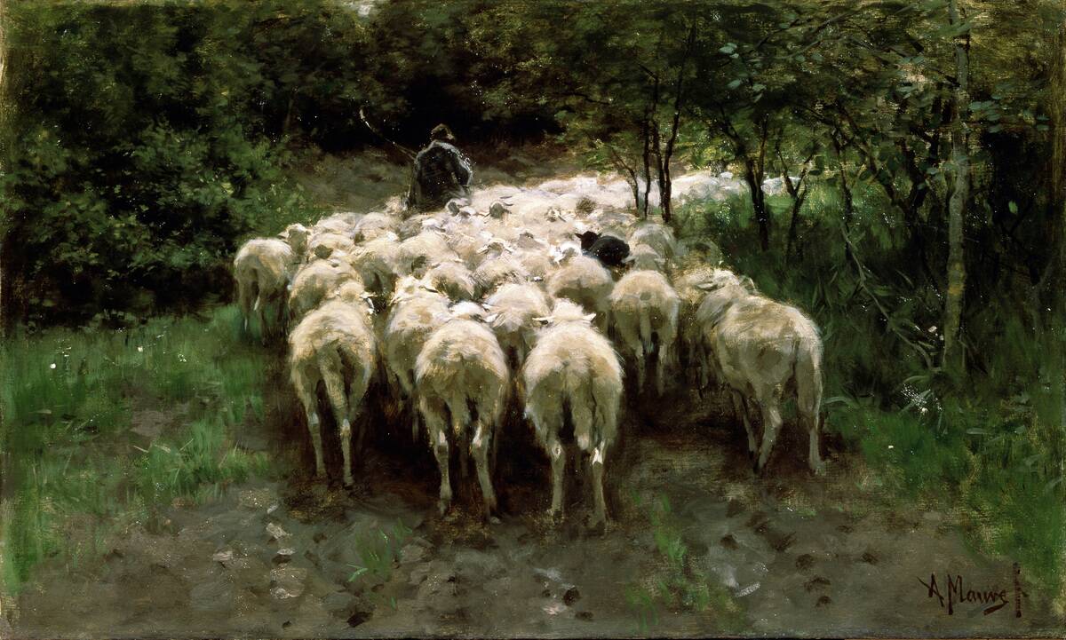 'Sheep in the Forest', 19th century. Artist: Anton Mauve