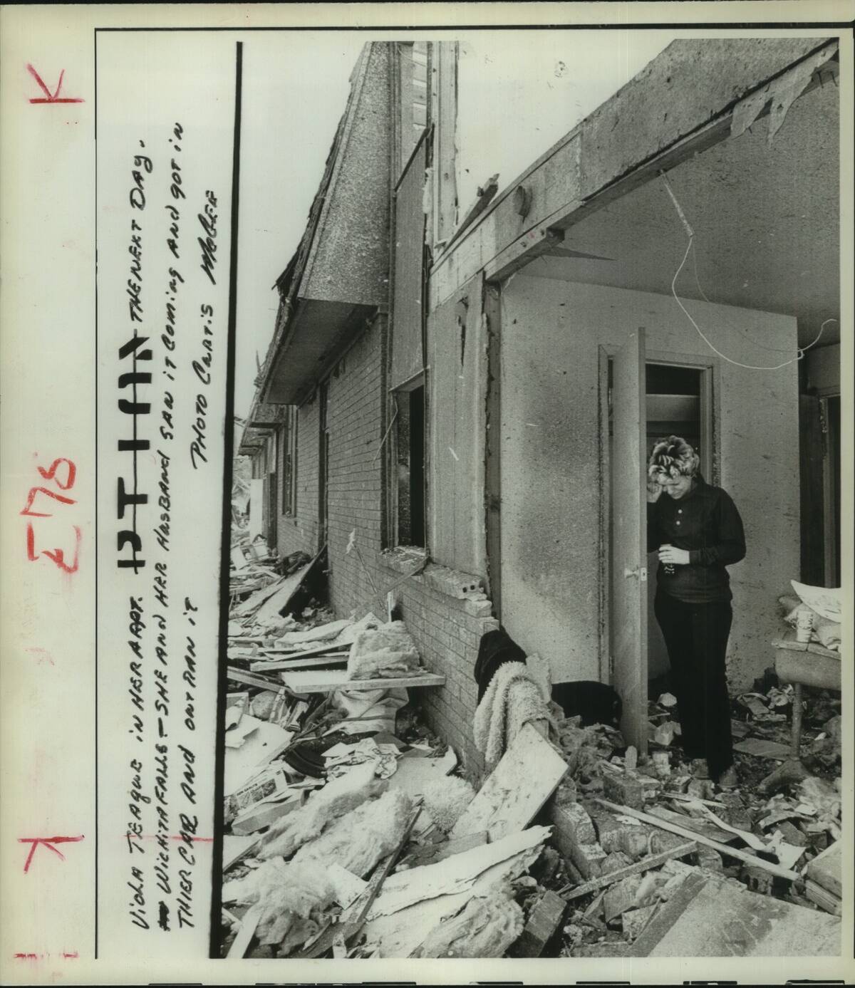 1979 Press Photo Viola Teague at Her Wichita Falls Home Destroyed by Tornado