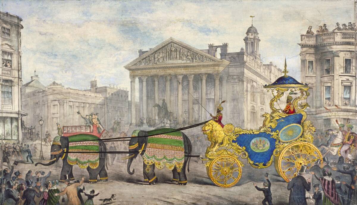 Edwin Hughes passing the Royal Exchange, City of London, 1847. Artist: Anon